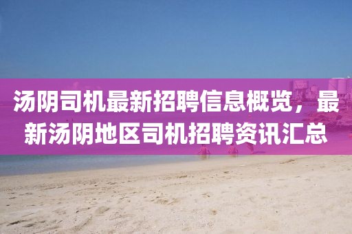 湯陰司機(jī)最新招聘信息概覽，最新湯陰地區(qū)司機(jī)招聘資訊匯總