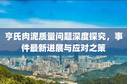 亨氏肉泥質(zhì)量問題深度探究，事件最新進(jìn)展與應(yīng)對之策